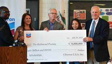 Chevron cuts first check for highly-anticipated Richmond Promise scholarship program