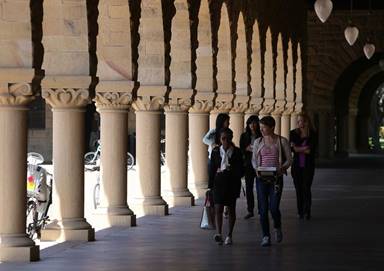 Stanford scored a lower carbon footprint because the unincorporated community has a high population of college  students with lower household incomes, more compact housing and more  sustainable transportation practices.  Photo: Justin Sullivan, Getty / 2014 Getty Images