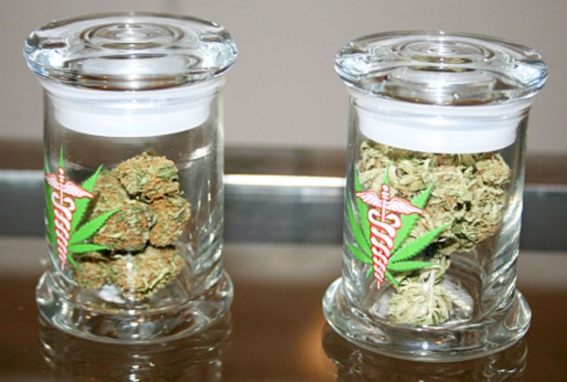 Jars of medical marijuana on display at a Richmond dispensary. (photo by Natalie Jones)
