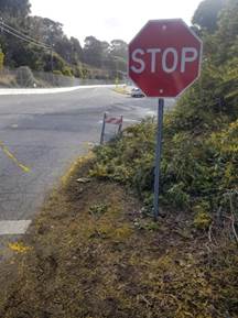 Stop Sign installed at the exit of Point Molate on Stenmark Dr
