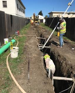 Forde installing pipe in alley 12th and 13th Street