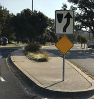 Keep Right and Type-N Signs installed in median at Hilltop Mall Dr