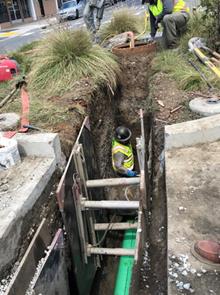 Forde tying in new sewer pipe into m.h 24th Nevin w.e 3.20.20