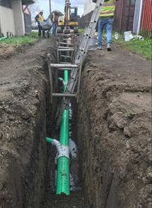 Forde installing sewer pipe in alley w.e 3.20.20