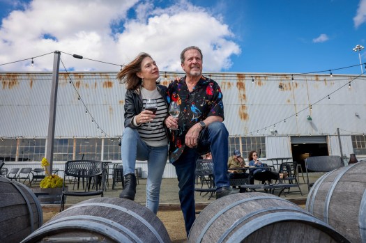 Winemakers and co-owners Kevin Brown and his wife Barbara look on at their Riggers Loft Wine Company in Richmond, Calif., on Saturday, March 30, 2024. (Ray Chavez/Bay Area News Group)  