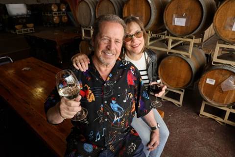 Winemakers and co-owners Kevin Brown and his wife Barbara look on at their Riggers Loft Wine Company in Richmond, Calif., on Saturday, March 30, 2024. (Ray Chavez/Bay Area News Group)