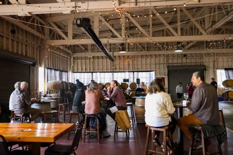 Patrons enjoy food, wine and live music by Primavera Latin Jazz band at the Riggers Loft Wine Company in Richmond, Calif., on Saturday, March 30, 2024. (Ray Chavez/Bay Area News Group)