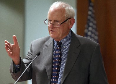 Mayor Tom Butt speaks at the Richmond Memorial Auditorium and Convention Center in Richmond, Calif., on Tuesday, Jan. 13, 2015. (Jane Tyska/Bay Area News