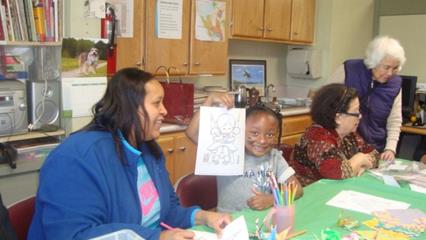 coloring and origami with seniors